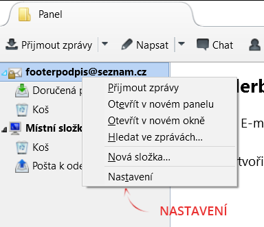Thunderbird - nastavení